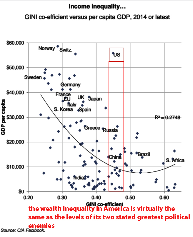 massive wealth inequality inside America and the GINI coefficient